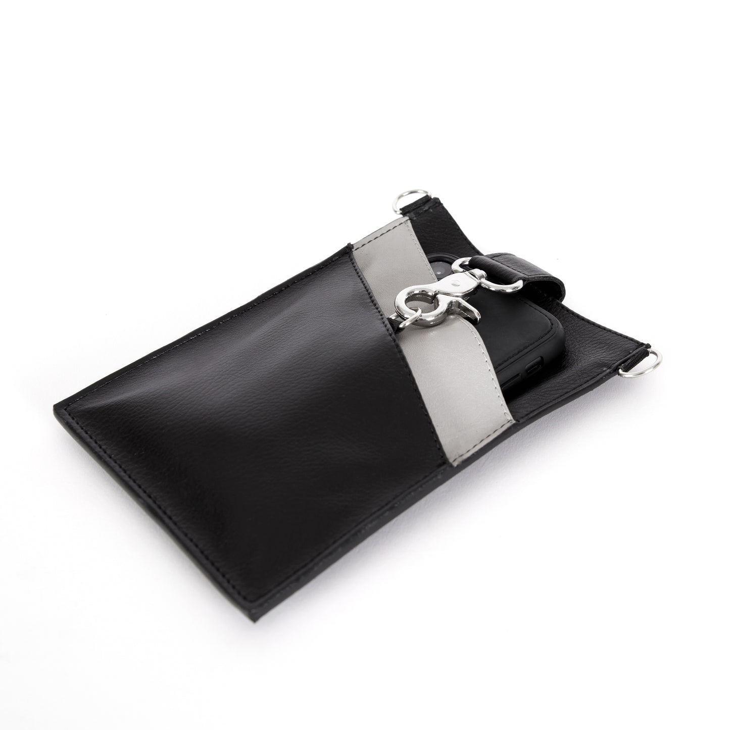 Phone Pouch | Black & Gray, Vegan Leather