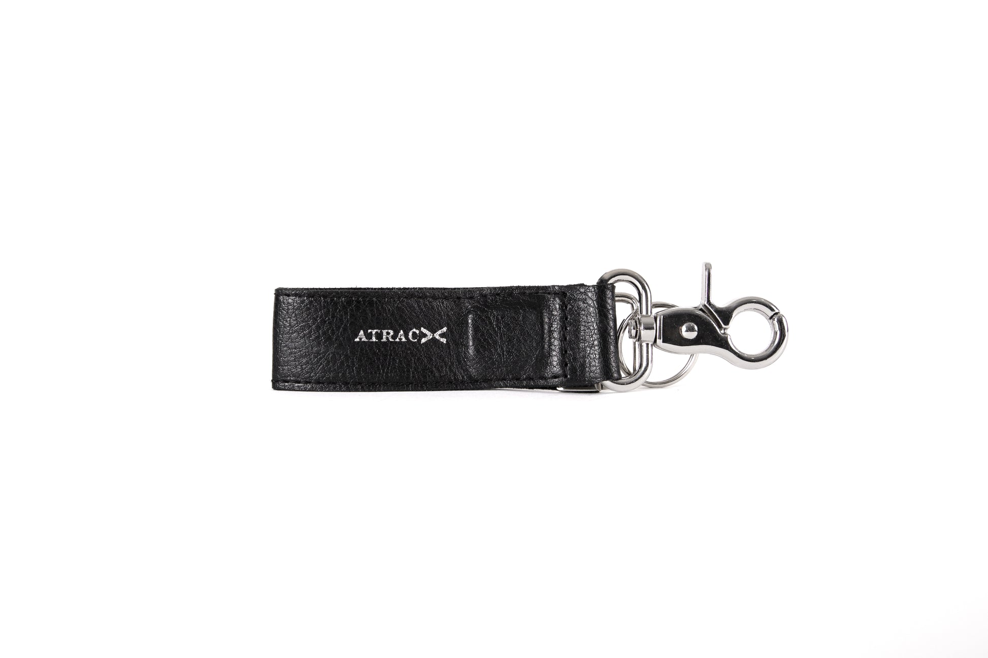 A black vegan leather Keychain Bracelet. 